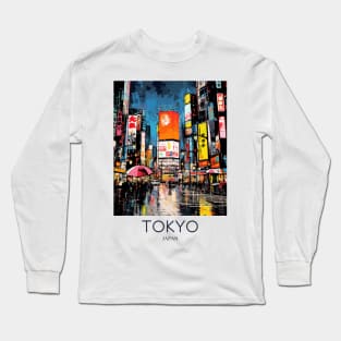 A Pop Art Travel Print of Tokyo Japan Long Sleeve T-Shirt